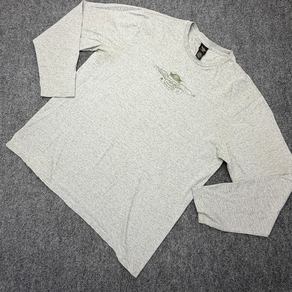 Polo Jeans Ralph Lauren Mens XL Gray Long Sleeve Graphic Shirt 1967 Flaws